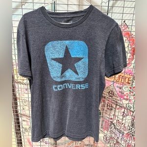 Converse Shirt Mens SP Gray Short Sleeve Crew Neck Casual All Star Spell Out